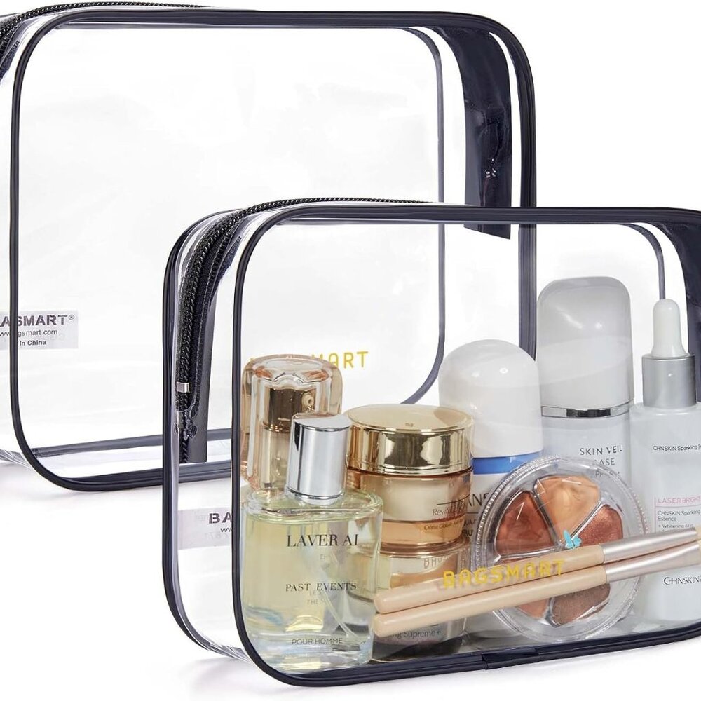 Clear Toiletry Bag Quart Size for Women, Black